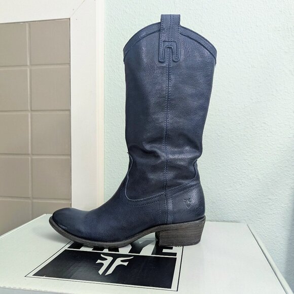 FRYE Carson Pull-On Sapphire Blue/NavyBoots Size 7.5 - Picture 2 of 9